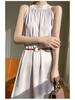 2024 Summer Women's French Retro Acetate Satin Halter Neck Sleeveless Dress