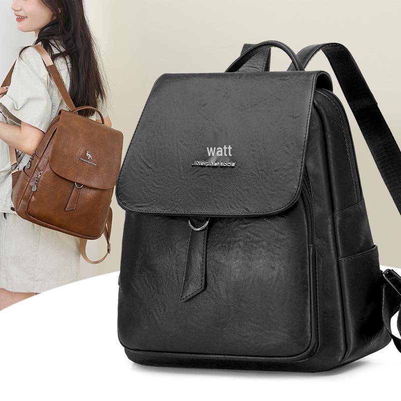 Women's Versatile Leather Backpack - Casual, Lightweight, Fashionable, Convertible Shoulder/Backpack Bag for Travel or School