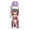 1PC Christmas Deer Snow Winter Animal Art 750ml Color Plastic Sports Water Bottle Leakproof Flip Straw Lid Suitable for Sports Office Home Use