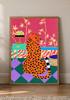 Poster 21X30 Leopard Colorful Retro Cat Eclectic Decoration A4