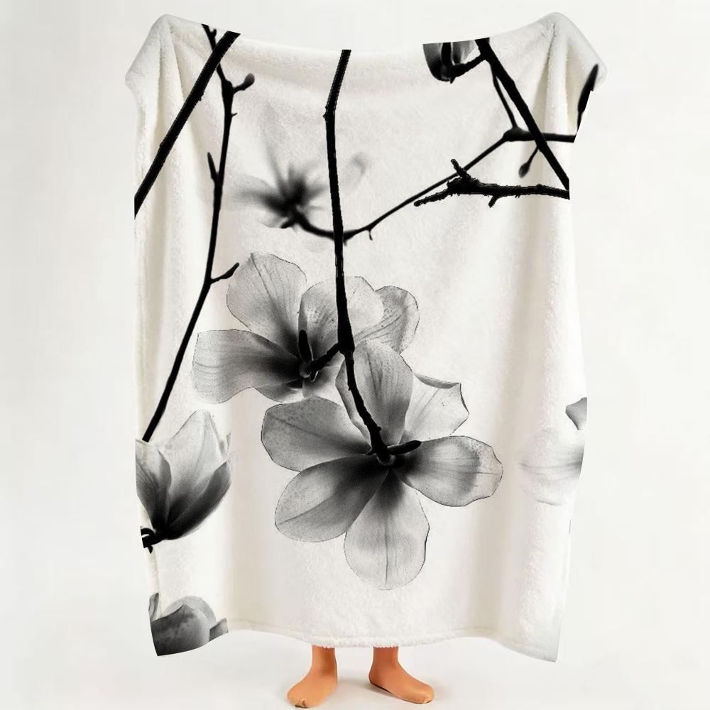 Art B Black A And W White A Art P Plant F Flower Throw Flannel Throw Blanket Suitable for Sofa Living Room Bedroom