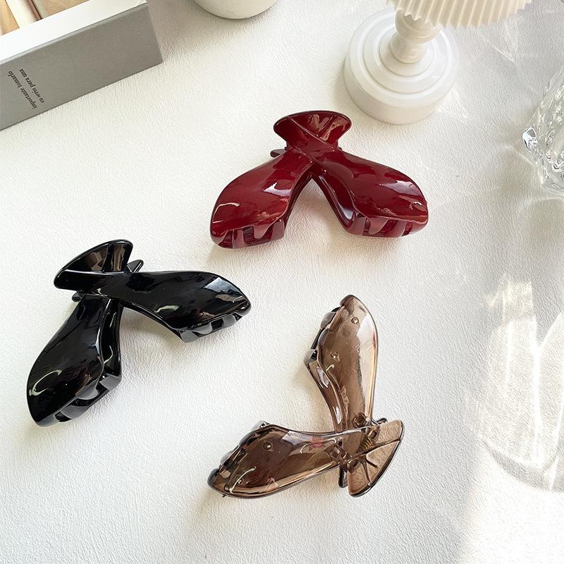 Korean Version New Three-Dimensional Glossy Elegant Hair Claw Clip High-End Feel Back of Head Shark Clip Hair Accessory