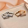 European Chic Rectangle Copper Earrings with Zirconia, Versatile Fashion Ear Cuffs