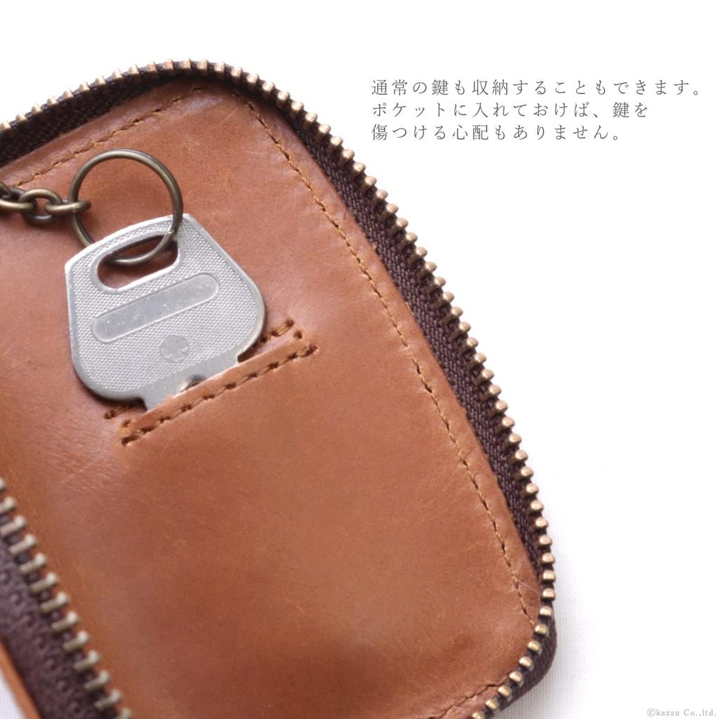 Nafka Women's Key Case, Smart Key Compatible, Genuine Mostro Leather, Made in Japan [NFK-72009] (Gray)