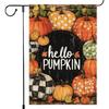 Hello Pumpkin Fall Garden Flag Thanksgiving Garden Flags for Outside,  Double Sided Small Polka Dots Maple Leaf Autumn Yard Outdoor Decorations