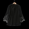 Export Export Elegant Loose Slimming V-neck Lace-up Crocheted Cut Out Bell Sleeve Chiffon Shirt Plus Size Ladies Plus Size Women's Clothing