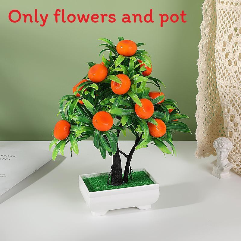 Peach Lemon Simulated Orange Pomegranate Tree Artificial Plant Potted
