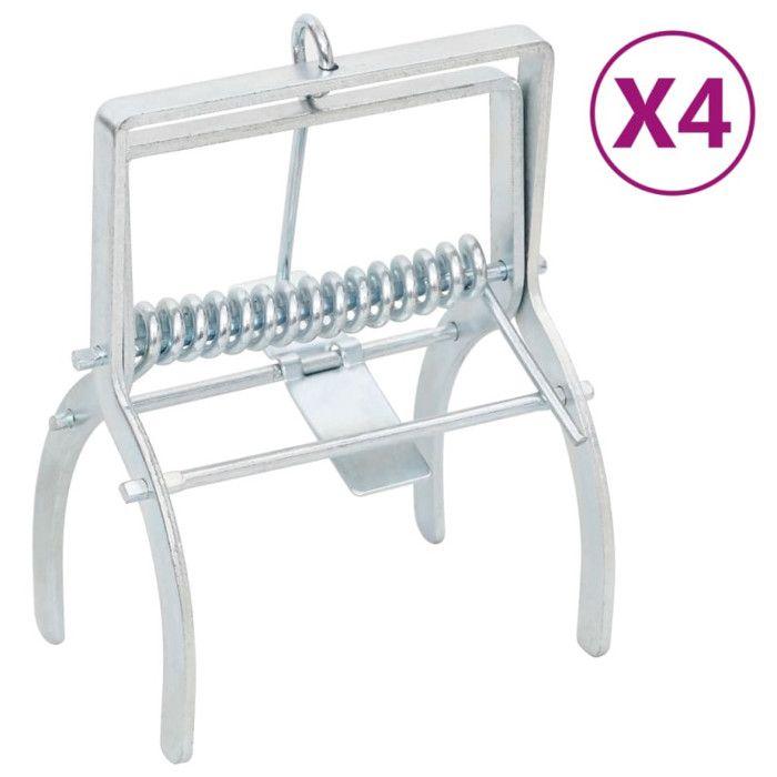 Pièges à taupes 4 pcs Argenté Acier galvanisé