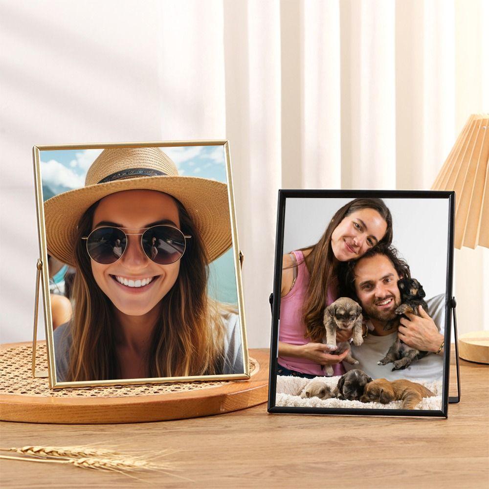 Acrylic Screen Picture Holder Gold Black Photo Display Nordic Metal Photo Frame  Plant Specimen
