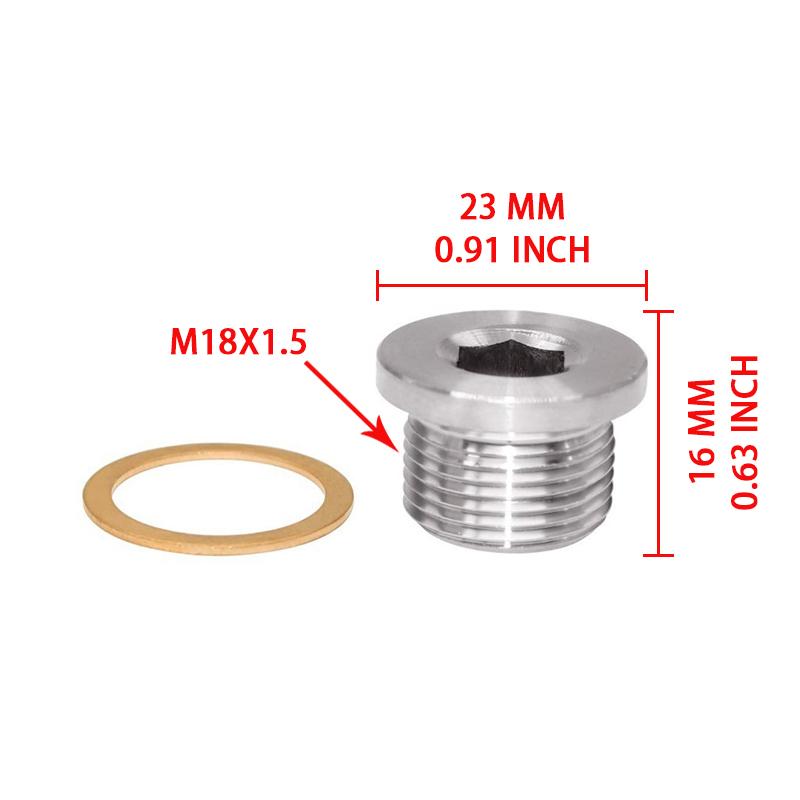 JIAX 1PCS Stainless Steel M18x1.5 Thread Plug O2 Oxygen Sensor Inner Hexagon Bung Connector Auto Part