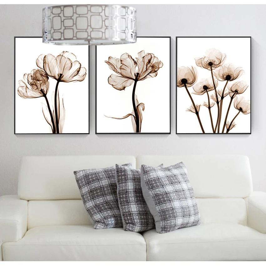 Simple Wall Decor Modern Transparent Flower Canvas Painting Art Print Picture Home Wall Decoration