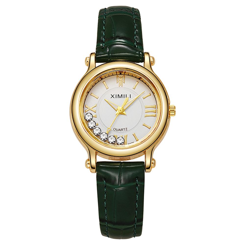 Simple Roller Ball Quartz Watch Business Leather Women's Dress Clock Wristwatch