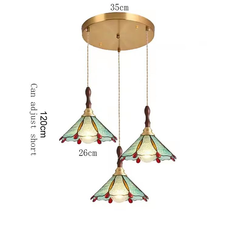 Tiffany Chandelier Retro Creative Stained Glass Lotus Pendant Light Corridor Bedroom Living Room E27 Single Head Hanging Lamps
