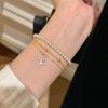 Luxury-luxurious Style Cross-shaped Round Beads Double-layered Layered Hand Chain for Women, High-end Accessory with Elegant Style