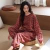 Pajamas women's spring and autumn woven pure cotton long-sleeved thin middle-aged mother autumn cotton loungewear can be worn outside set