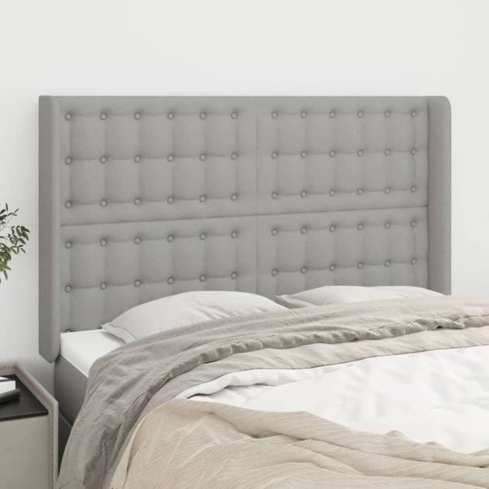 VidaXL Tête de lit avec oreilles Gris clair 147x16x118-128 cm Tissu3120012