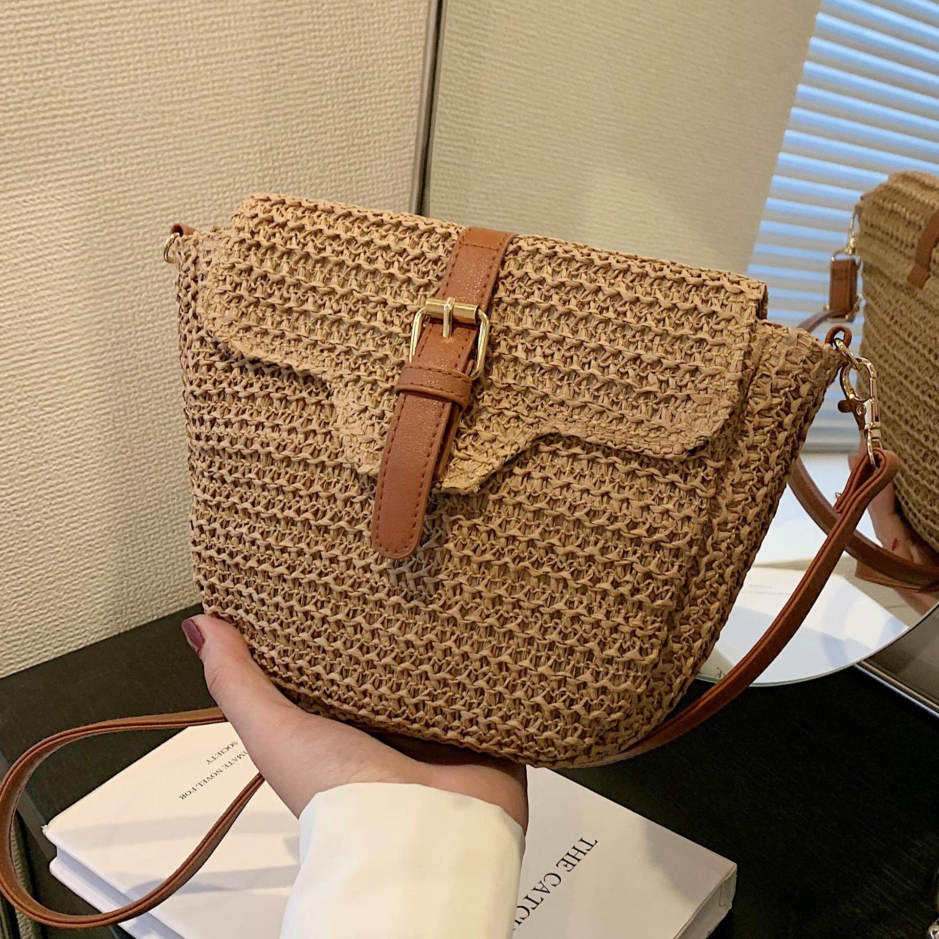 

Women s Summer Straw Bag - Versatile Crossbody, Beach & Shoulder Bag, Retro Saddle Design