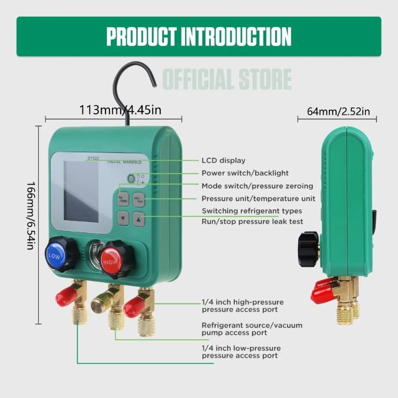 High Precise Car Air Conditioning Refrigerants Pressure Gauge with LED Display Suitable for Easy Monitoring Diagnostics