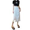 2025 Plus Size High Waist Black Pleated Skirt for Women - Slimming Mid-Length A-Line with Slit