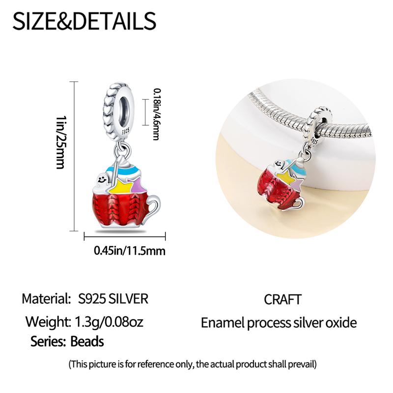 Charm Bead Charms copper Certified Dessert Cup Bead Charms Compatible With Bracelets Women Jewellery Making Diy