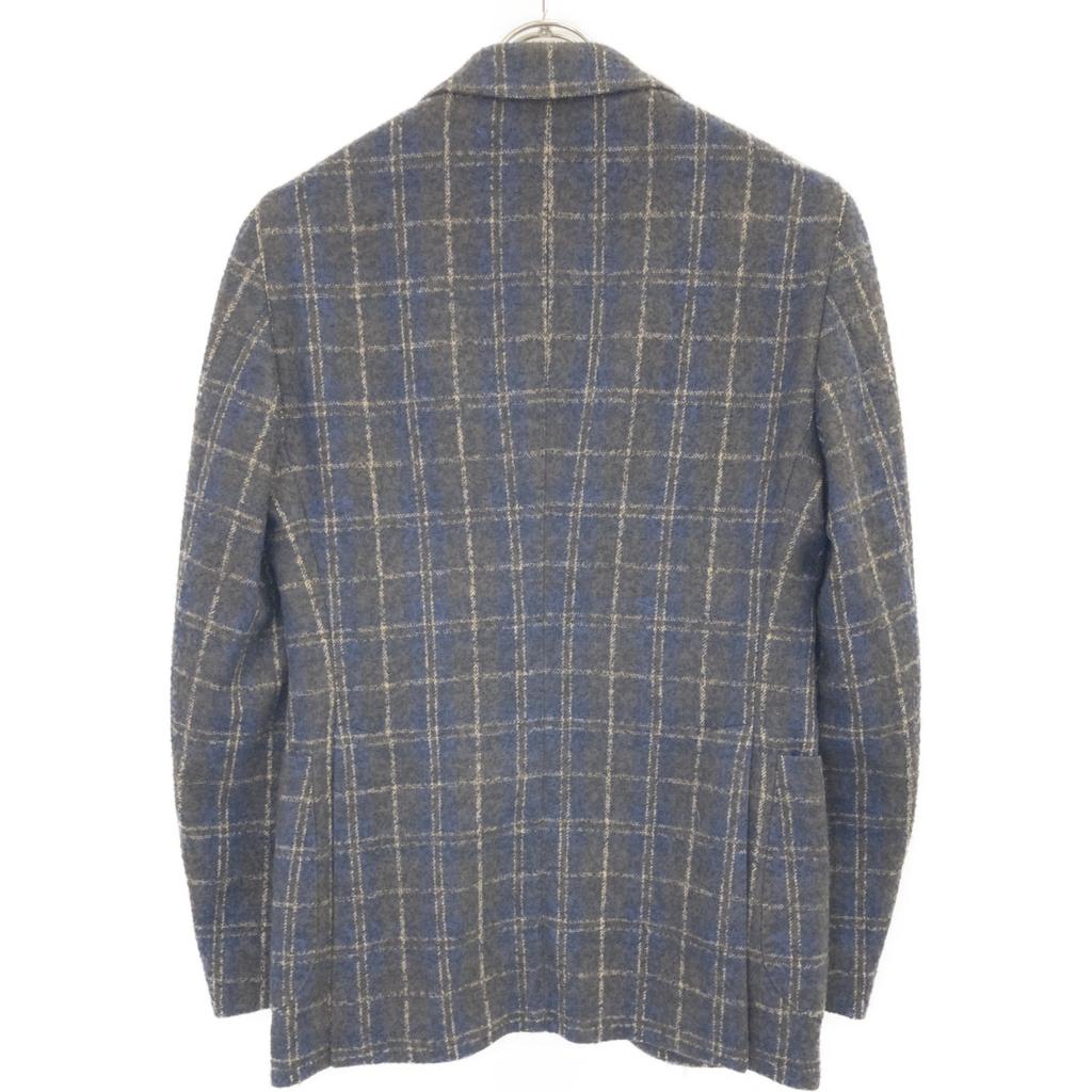 TAGLIATORE Brown X Navy Check Wool Mujello 2B Jacket Jacket 42 BrownUsed