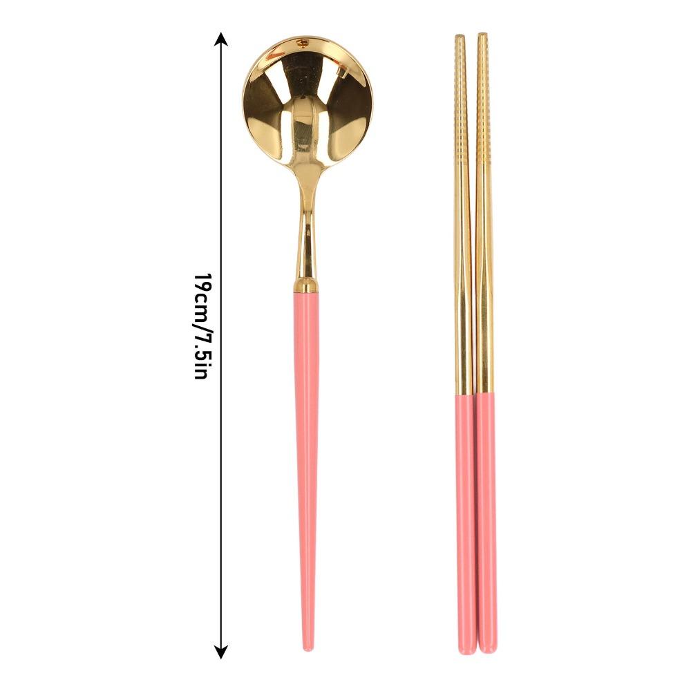 1Set Smooth Spoon Chopstick Kit Rustless Steel Tableware Set Dining  Set  Outdoor Picnic
