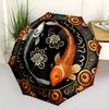 Koi Fish Circular Lotus Pond Automatic Umbrella Sturdy 8-Rib Shaft Durable Plastic & Iron Durable Everyday Carry Umbrella Elegant Umbrella