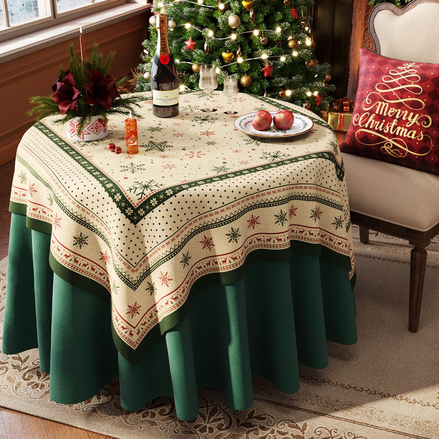 

Christmas Round Table Cloth Red Festive Atmosphere Dining Table Small Round Tablecloth High-End Round Coffee Table Cloth Decoration 85*85cm [suitable for bedside tables/small tables]