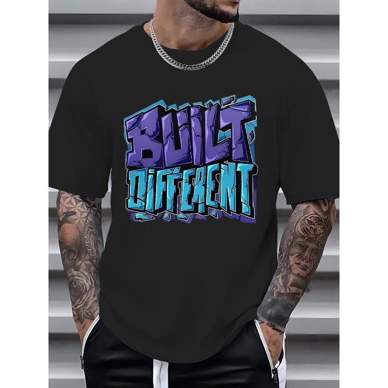 

Men s Short Sleeve T-Shirt - Summer Round Neck Casual Tee with Print, Breathable , Machine Washable Basic Top for Casual Attire (Regular Fit) 4XL
