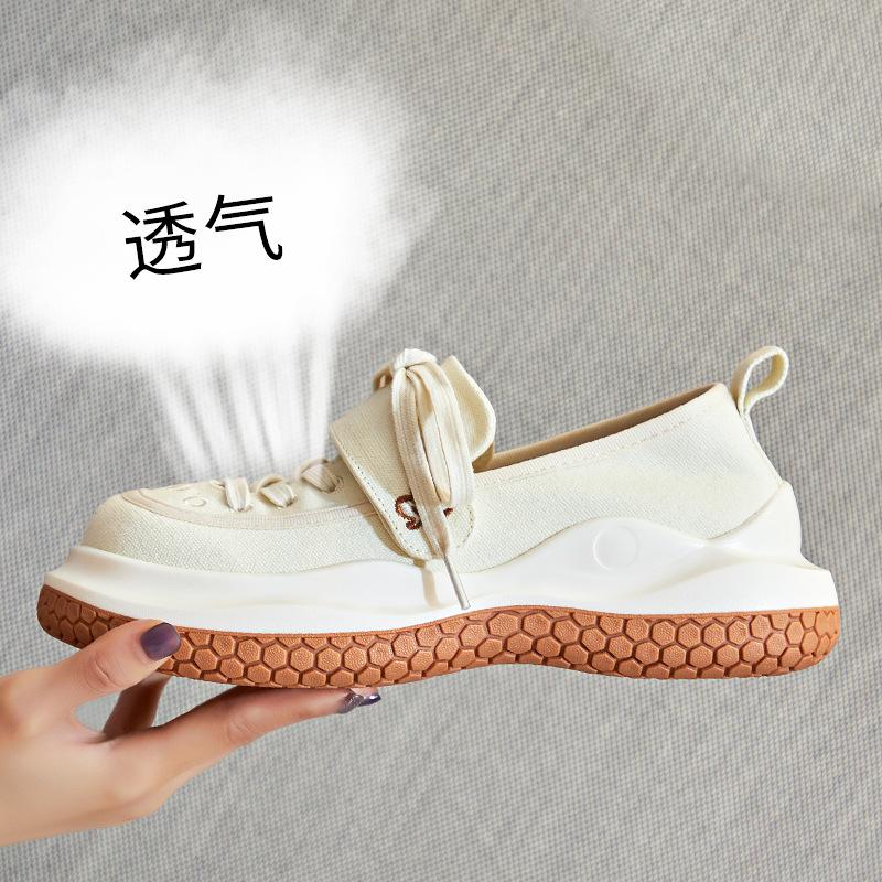 Film-soled canvas shoes 2025 summer new women's shoes versatile casual shoes platform fashion Velcro women's shoes