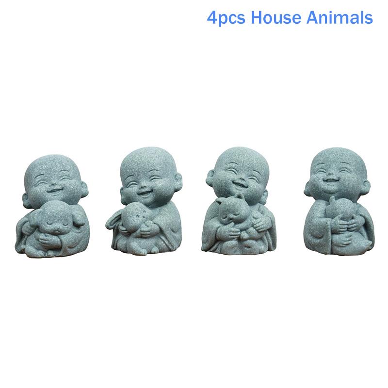 Zen Garden Animal Monk Resin Statue Stone Decor for Outdoor Meditation Home Spiritual Ambiance