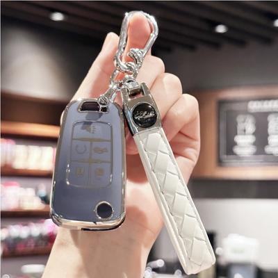 Key Fob Cover with Key Chain for Chevy Malibu Camaro Cruze Impala Equinox Sonic Terrain Keyless Entry Key Fob Shell