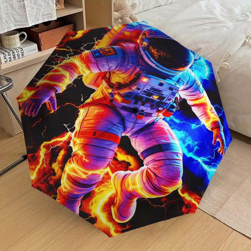 1pc Astronaut Lightning Pattern Umbrella Design Automatic Opening and Closing Umbrella, High-quality Travel Umbrella,  c1128245