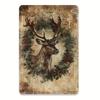 Vintage Santa Deer Tin Sign, Christmas Wall Art Home Decor, 20x30 cm