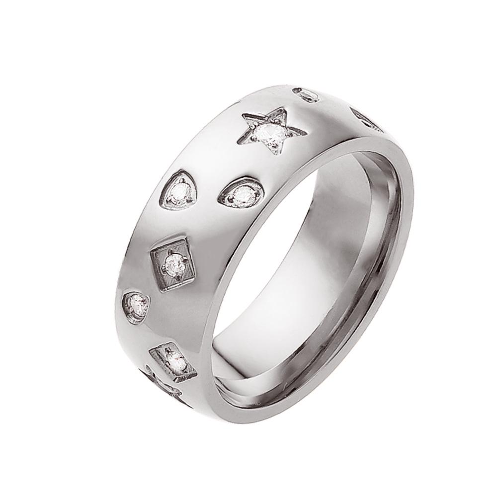18K Gold-Plated Stainless Steel Ring with Inlaid Zirconia for Women Size 6