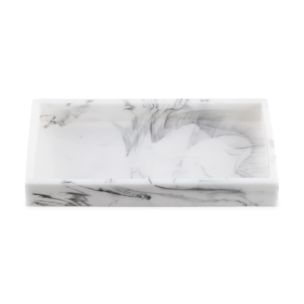 Navaris Accessory Tray, Jewelry Tray, Small Item Storage Tray - Holds Glasses, Accessories, Water-Resistant, 23.5x12.5x2.6cm - Polyresin Marble, Squar