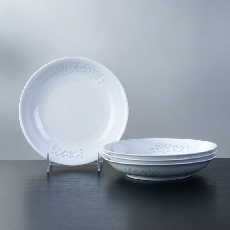 Jingdezhen Underglaze White Porcelain Dinner Plates (Set of 4)