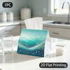 1pc Tissue Box, ABSTRACT TEAL WAVE GENTLE DOTS Pattern, 2D Flat Printing, Polyester Material, Machine Washable, Napkin Dispenser, for Dormitory
