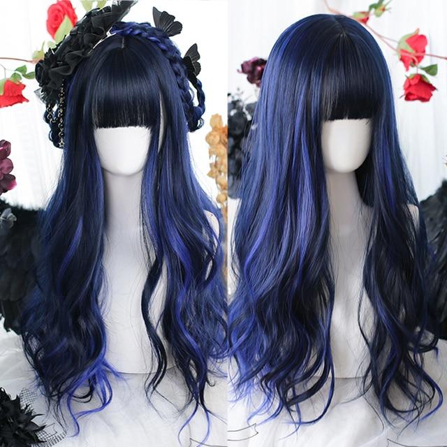 Dlouhá kudrnatá syntetická paruka se středovou ofinou tmavě hnědá paruka z přírodních kudrnatých vlasů ženská Cosplay paruka paruka z tepelně odolných vláken