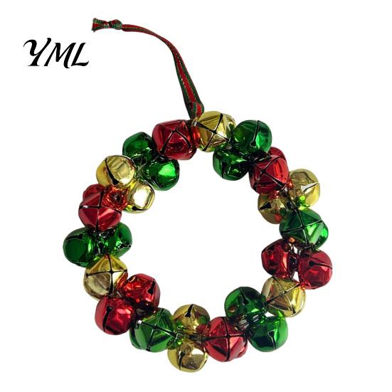 Christmas Craft Decoration Tree Bell Pendant with Lanyard, Ring Hanging for Metal Jingle Garland Holiday Home Decor, Multicolored Festive Bells