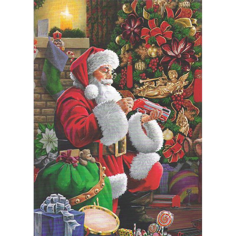 

5d DIY Алмазная картина Санта-Клаус, вышивка крестом, рукоделие, полная круглая дрель, Рождественский подарок, домашний декор, стразы, настенное искусство Full Round 20x30CM