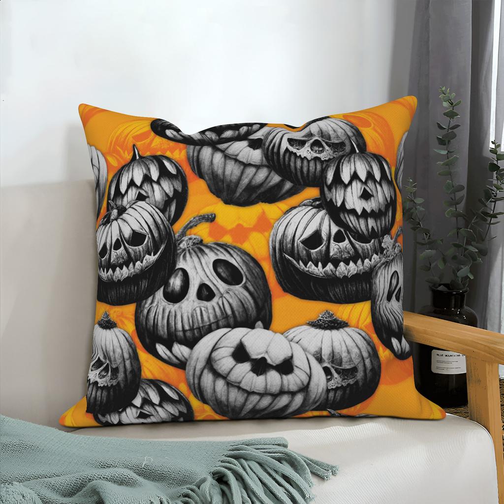 Halloween Throw Pillow Covers Pumpkin Ghost Witchy Linen Sofa Bed Pillowcase Square Cushion Cover Spooky Halloween Party Decor