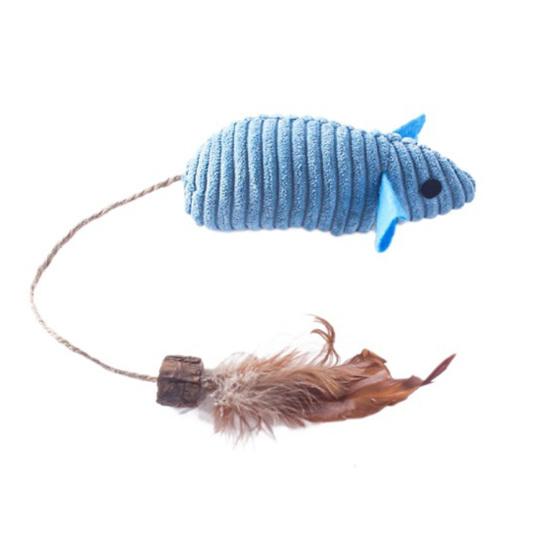

Plush Mouse Cat Toy Stuffed Mouse with Silver Vine Interactive Cat Mouse Toy with Tail Feathers Bell Kitten Kicker Toy Stimulates Hunting Instinct for синій
