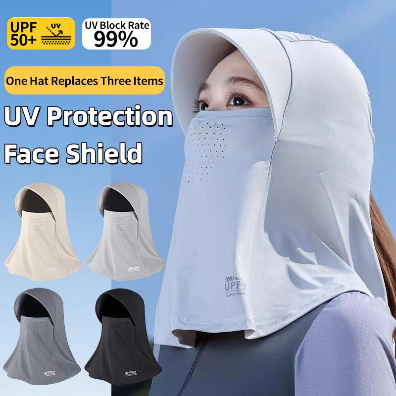 UV Resistant Cap Thin Breathable Sun Hat Women Full Neck Protection Face Cover 3 in 1 Outdoor UV Protection Visor Caps Face Mask
