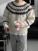 Men's Fair Isle Jacquard Slim Fit Round Neck Sweater - Trendy Autumn/Winter Knitwear