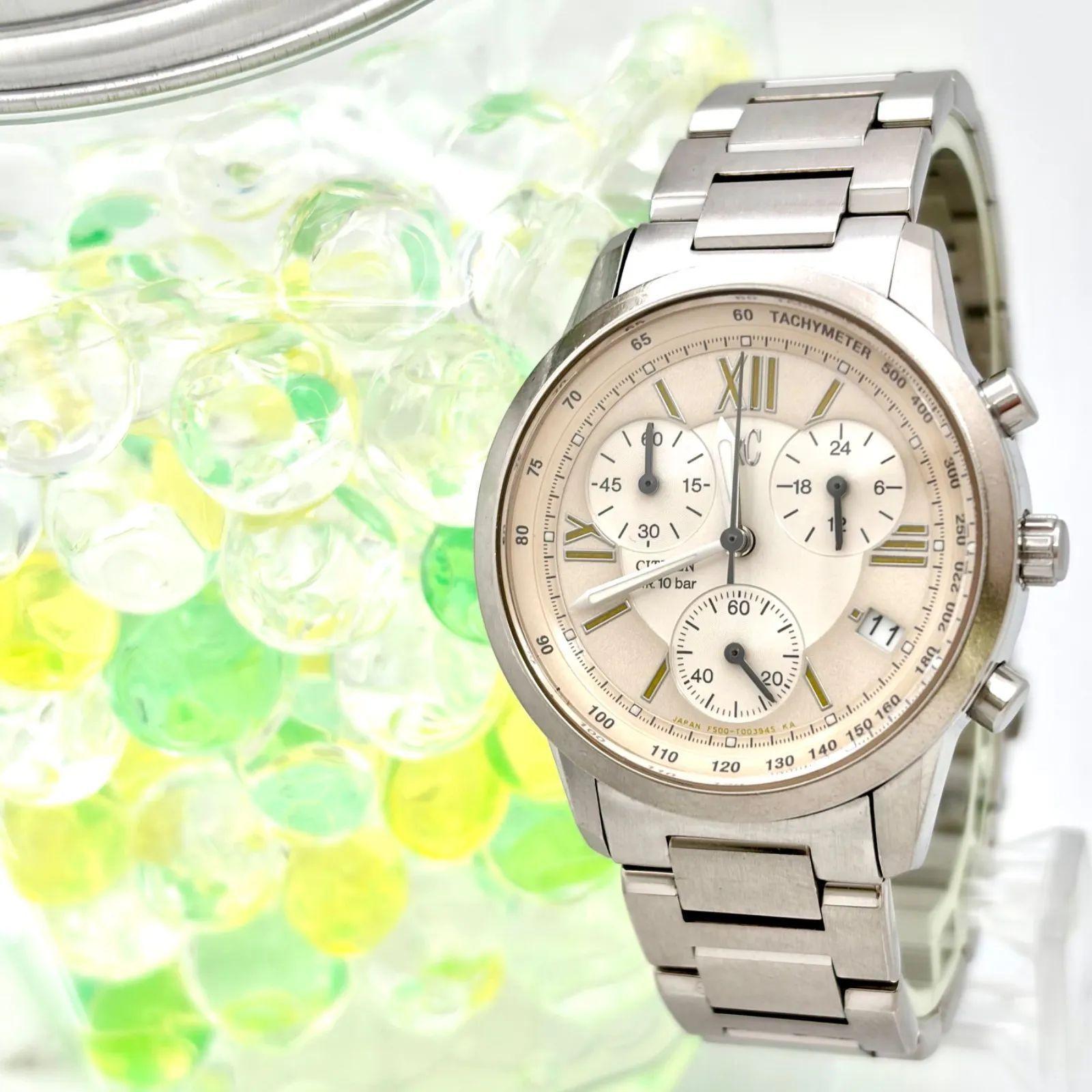 Б/у [Новый аккумулятор] Женские часы CITIZEN xC Cross Sea Хронограф Серебристый Дата F500-T002382 2D1673