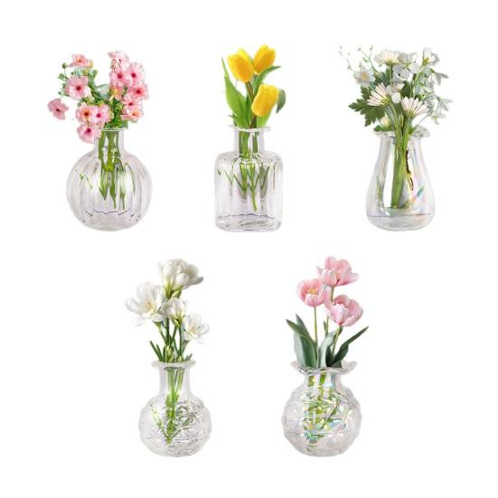 5/10Pcs Mini Glass Vase Refrigerator Magnet Home Office Kitchen Locker Fridge 3D Miniature Flower Vase Magnetic Decoration Ornament
