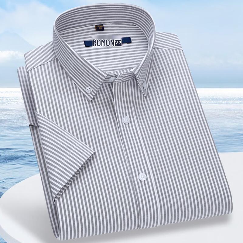 

Romon Men s Plaid Short-Sleeve Business Shirt 42