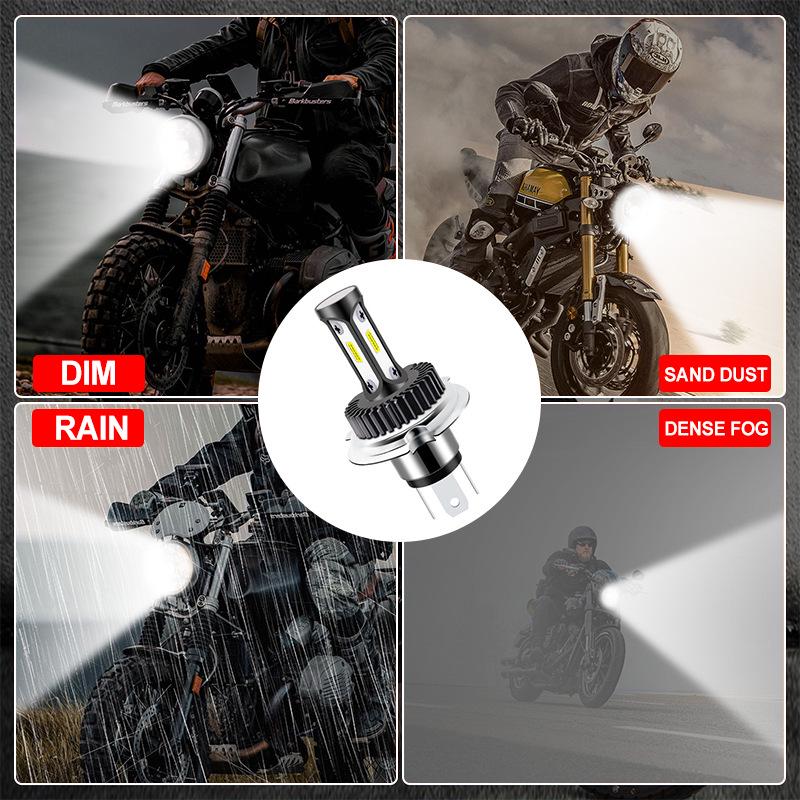 Motorcycle LED H4 Headlight - High/Low Beam, Super Bright 6000K, Plug & Play, Ultra White