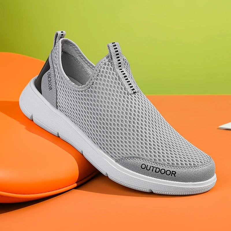 Fashion Men Breathable Mesh Casual Shoes Summer Sneakers Men Outdoor Walking Shoes Men's Lightweight Slip-on Sandals Zapatos De Hombre